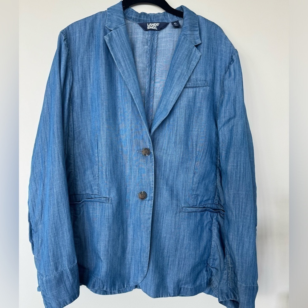 EUC Lands' End summer chambray unlined jacket, 18 XL